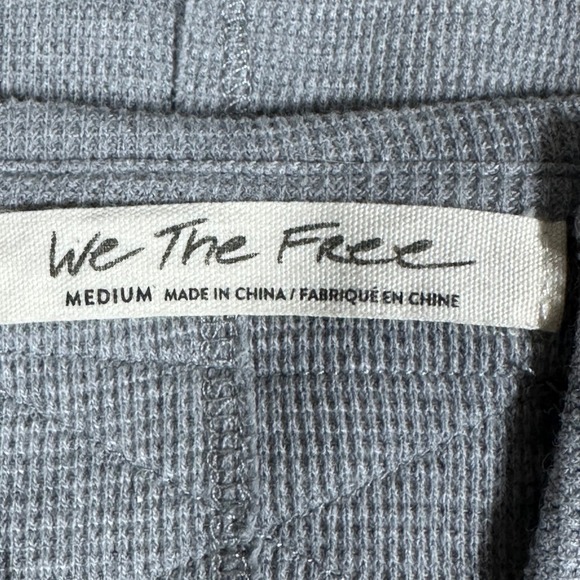Free People We The Free Thermal Top Women's M Heather Gray Combo Cozy Craft Cuff - Picture 8 of 9
